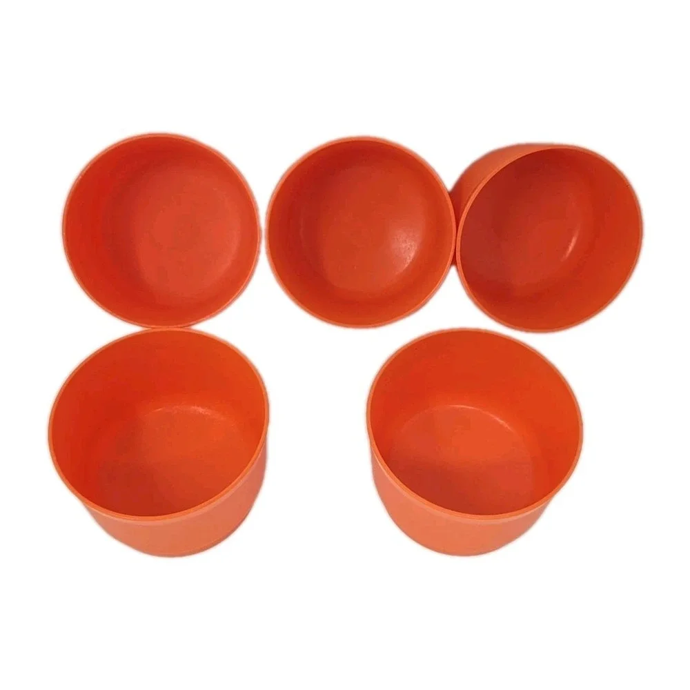 5 Vintage Tupperware #1229  Snack Cups 4oz With Lids Orange U57